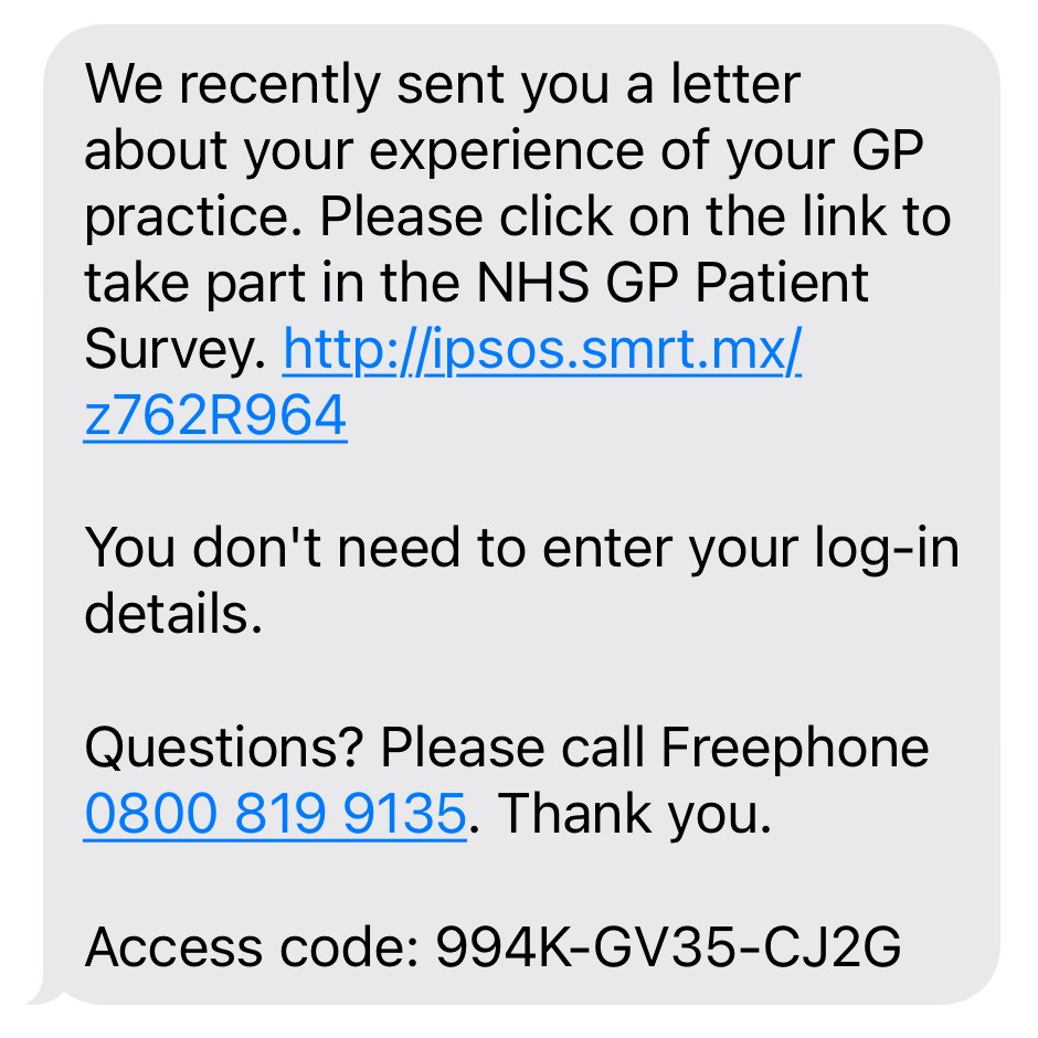 An image of the SMS reminders